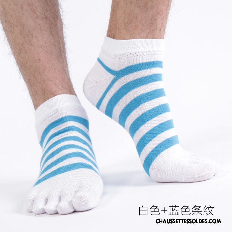 Chaussettes Courtes Homme Chaussettes En Coton Cinq Doigts Simple Milieu Absorber La Sueur Rayé Violet