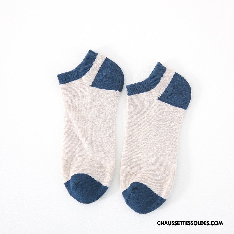 Chaussettes Courtes Homme Chaussettes En Coton Rayé Hiver Renforcé Plus De Velours L'automne Bleu