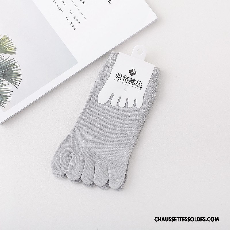 Chaussettes Courtes Homme Cinq Doigts Engrener Absorber La Sueur Vente Chaude Chaussette Basse Coupée 100% Coton Pure Blanc