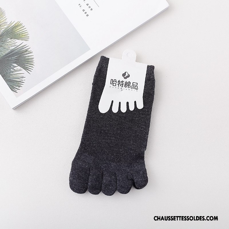 Chaussettes Courtes Homme Cinq Doigts Engrener Absorber La Sueur Vente Chaude Chaussette Basse Coupée 100% Coton Pure Blanc