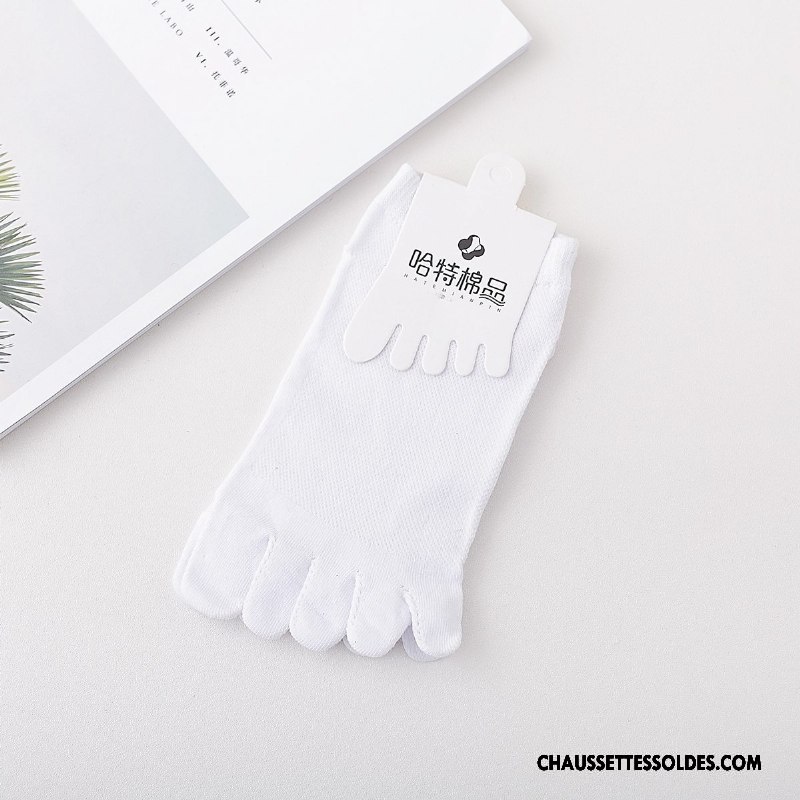 Chaussettes Courtes Homme Cinq Doigts Engrener Absorber La Sueur Vente Chaude Chaussette Basse Coupée 100% Coton Pure Blanc