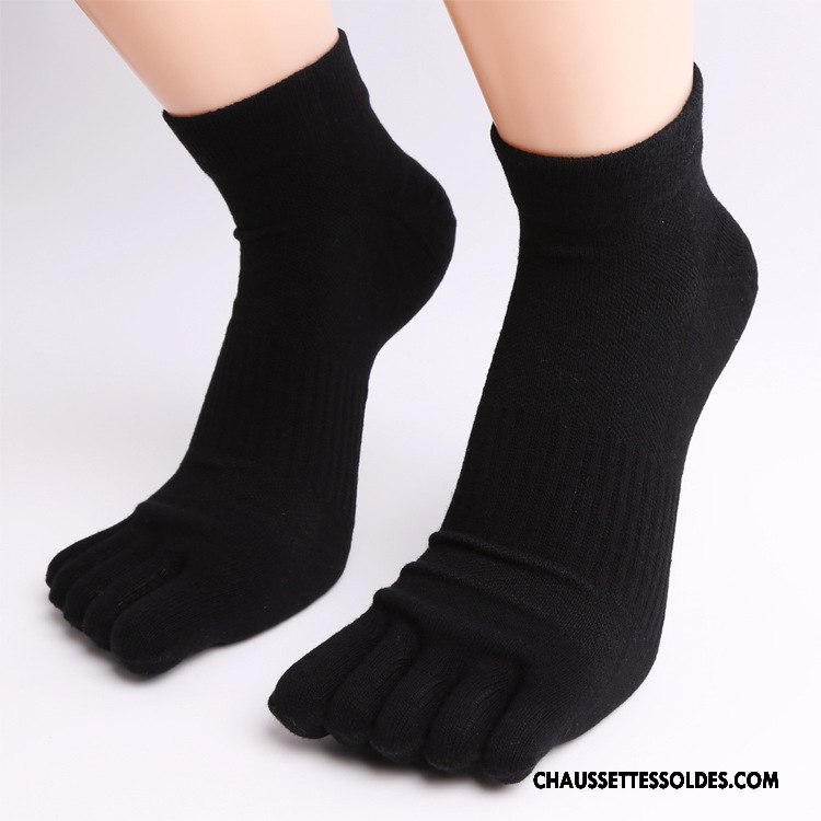 Chaussettes Courtes Homme Cinq Doigts Matelassé De Travail Respirant Noir
