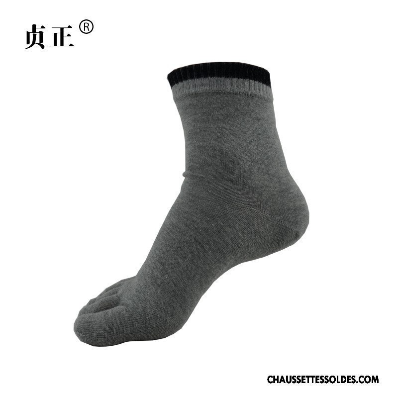 Chaussettes Courtes Homme Cinq Doigts Mouvement Anti-odeur Printemps Milieu Chaussettes En Coton Noir