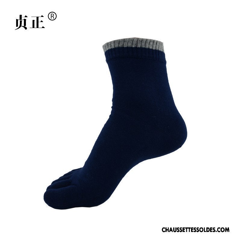 Chaussettes Courtes Homme Cinq Doigts Mouvement Anti-odeur Printemps Milieu Chaussettes En Coton Noir