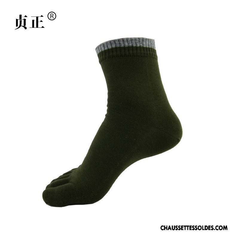 Chaussettes Courtes Homme Cinq Doigts Mouvement Anti-odeur Printemps Milieu Chaussettes En Coton Noir