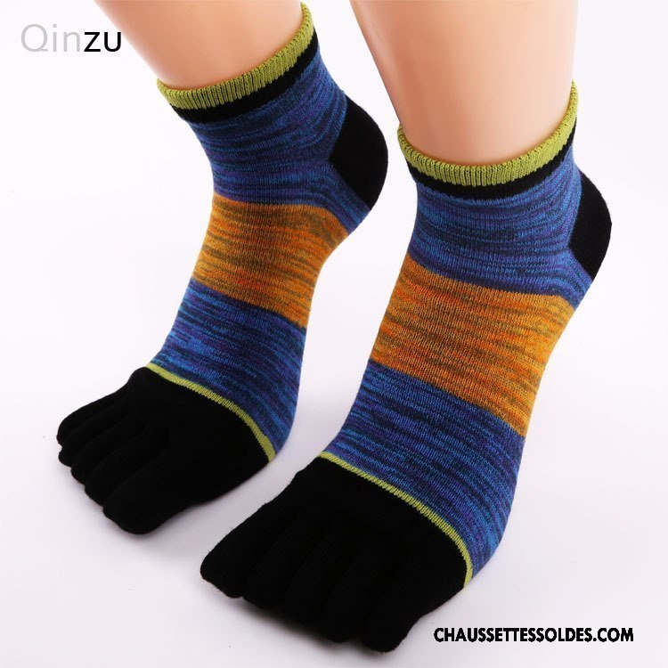 Chaussettes Courtes Homme Cinq Doigts Nouvelles Arrivées Matelassé Tendance Doigt De Pied Chaussette Basse Coupée Bleu Marin