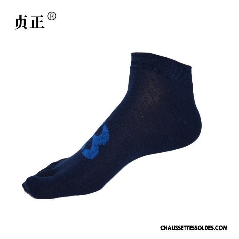 Chaussettes Courtes Homme Cinq Doigts Numérique 100% Coton Coton Bio Été Printemps Bleu Marin