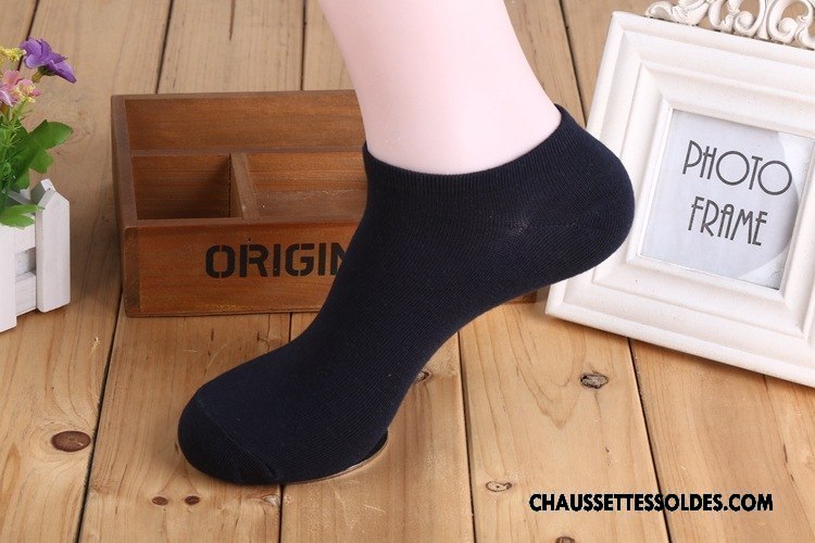 Chaussettes Courtes Homme Coton Bio Chaussette Basse Coupée Imprimé Anti-odeur Été 100% Coton Pure Noir