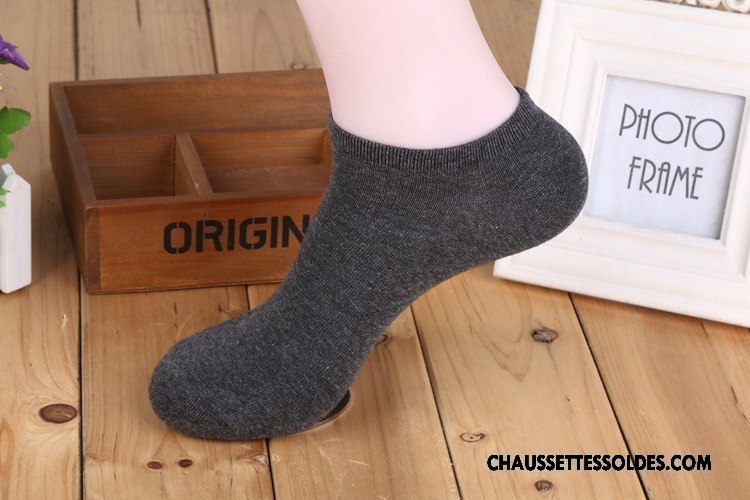Chaussettes Courtes Homme Coton Bio Chaussette Basse Coupée Imprimé Anti-odeur Été 100% Coton Pure Noir
