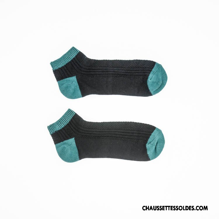 Chaussettes Courtes Homme Coton Bio Rétro Invisible Chaussette Basse Coupée Tendance Style National Vert