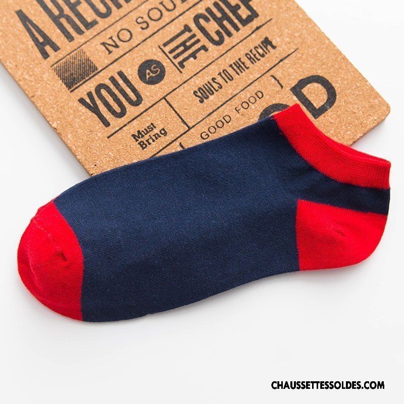 Chaussettes Courtes Homme Coton Bio Été Rayé Chaussette Courte Chaussette Basse Coupée Printemps Blanc