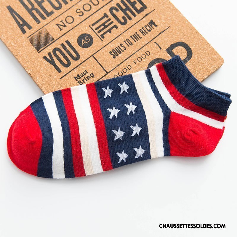 Chaussettes Courtes Homme Coton Bio Été Rayé Chaussette Courte Chaussette Basse Coupée Printemps Blanc