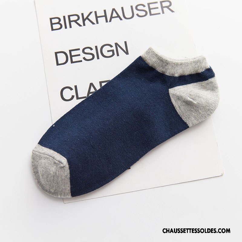 Chaussettes Courtes Homme Coton Bio Été Rayé Chaussette Courte Chaussette Basse Coupée Printemps Blanc