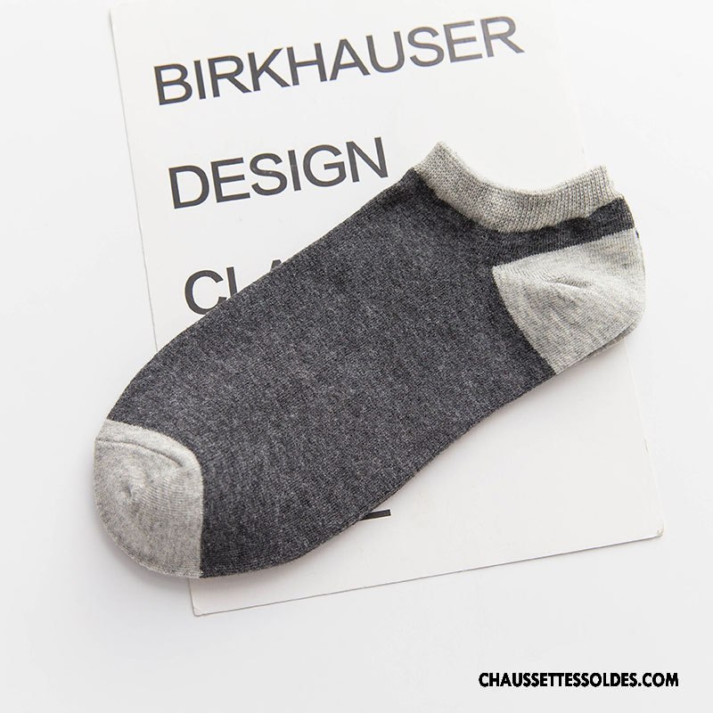 Chaussettes Courtes Homme Coton Bio Été Rayé Chaussette Courte Chaussette Basse Coupée Printemps Blanc