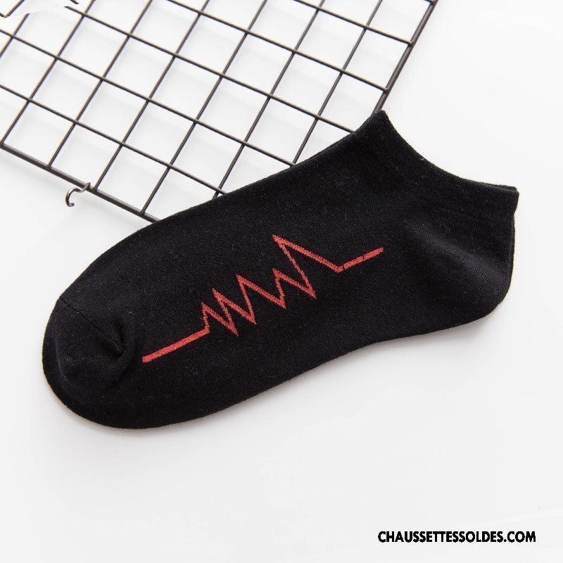 Chaussettes Courtes Homme Coton Bio Été Rayé Chaussette Courte Chaussette Basse Coupée Printemps Blanc