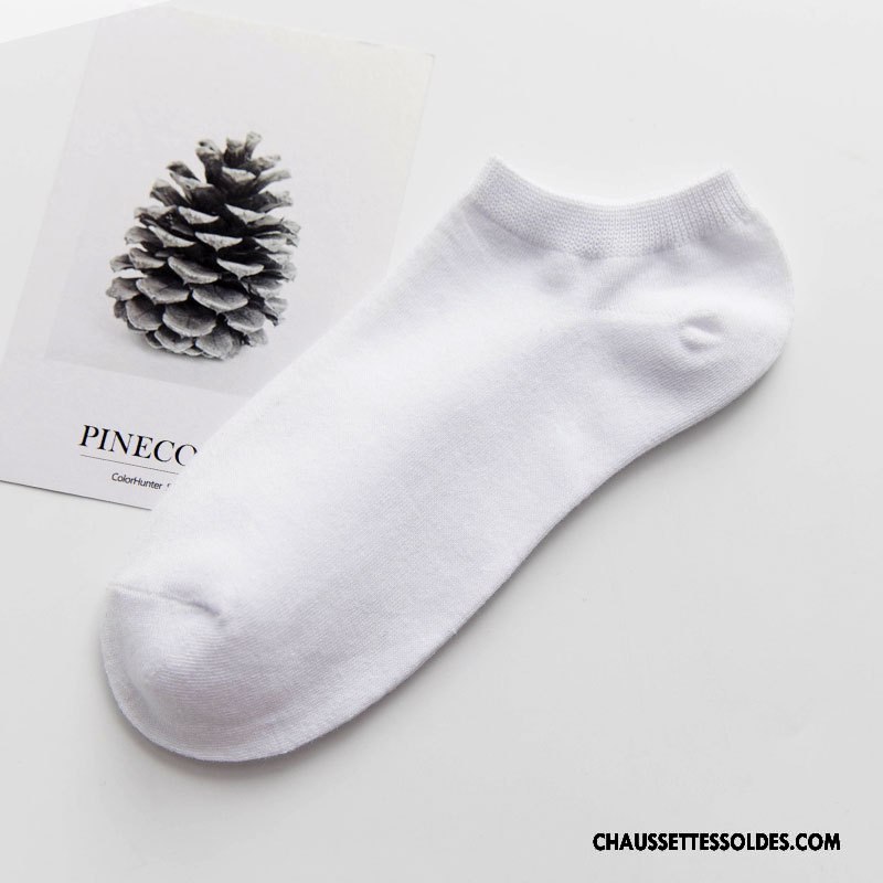 Chaussettes Courtes Homme Coton Bio Été Rayé Chaussette Courte Chaussette Basse Coupée Printemps Blanc
