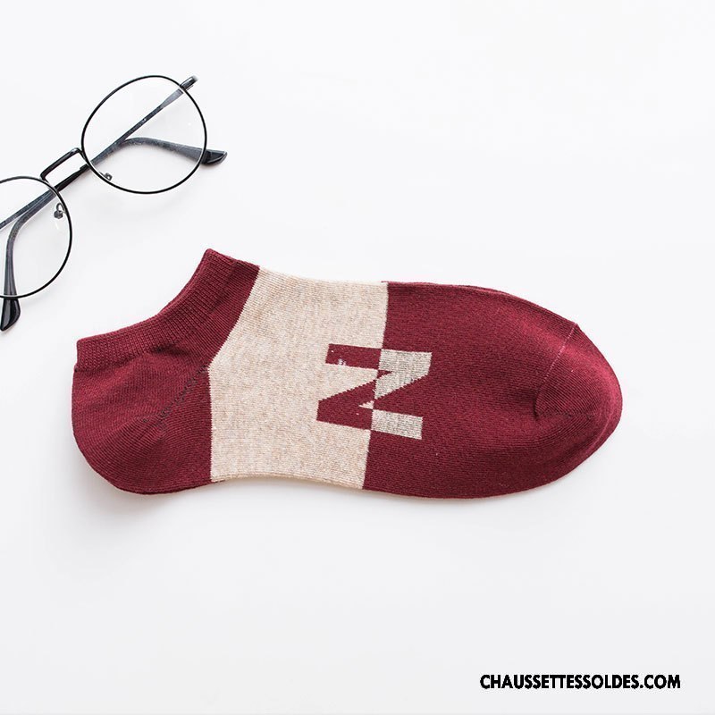 Chaussettes Courtes Homme Coton Bio Été Rayé Chaussette Courte Chaussette Basse Coupée Printemps Blanc
