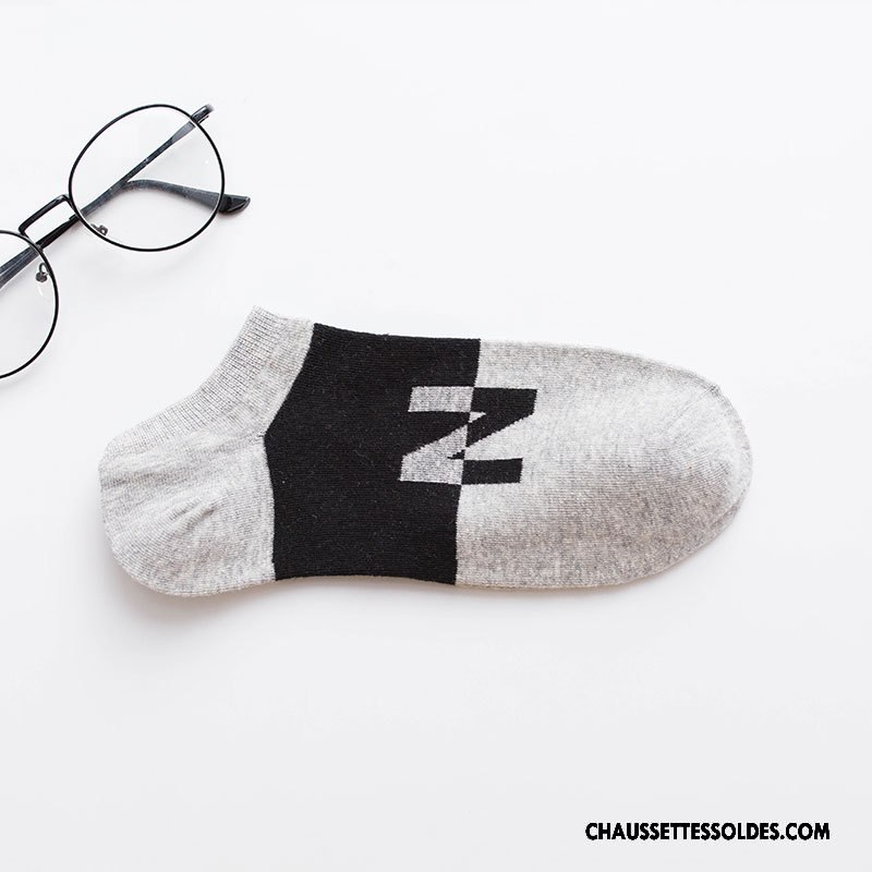 Chaussettes Courtes Homme Coton Bio Été Rayé Chaussette Courte Chaussette Basse Coupée Printemps Blanc