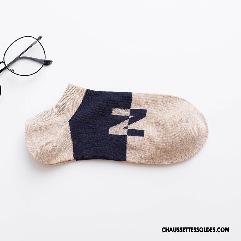 Chaussettes Courtes Homme Coton Bio Été Rayé Chaussette Courte Chaussette Basse Coupée Printemps Blanc