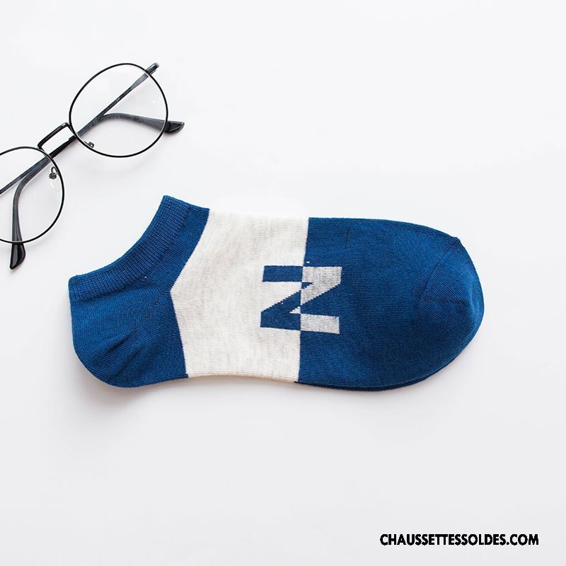 Chaussettes Courtes Homme Coton Bio Été Rayé Chaussette Courte Chaussette Basse Coupée Printemps Blanc