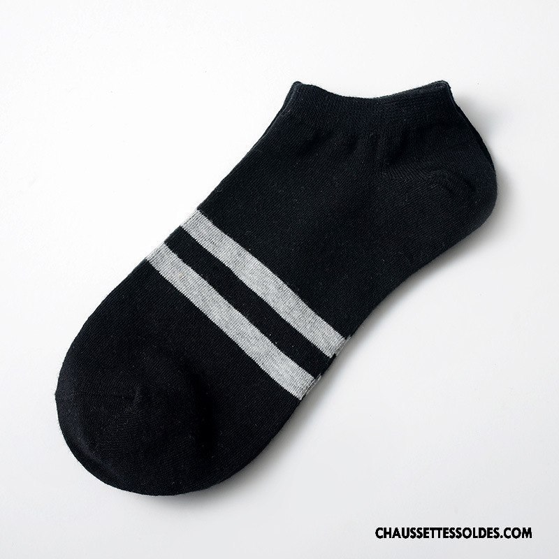 Chaussettes Courtes Homme Coton Bio Été Rayé Chaussette Courte Chaussette Basse Coupée Printemps Blanc