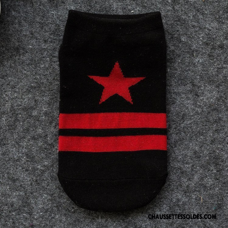 Chaussettes Courtes Homme Coton Créatif Étoile Chaussette Basse Coupée Personnalité Printemps Blanc