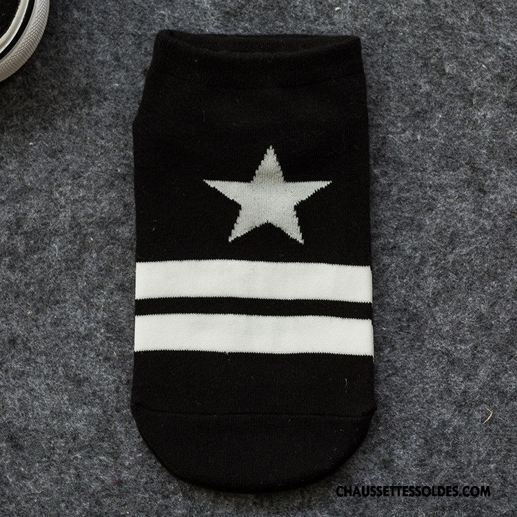 Chaussettes Courtes Homme Coton Créatif Étoile Chaussette Basse Coupée Personnalité Printemps Blanc