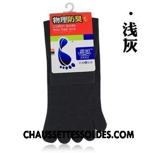 Chaussettes Courtes Homme De Travail Cinq Doigts 100% Coton Milieu Coton Bio Noir