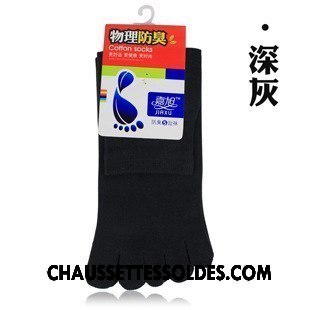 Chaussettes Courtes Homme De Travail Cinq Doigts 100% Coton Milieu Coton Bio Noir