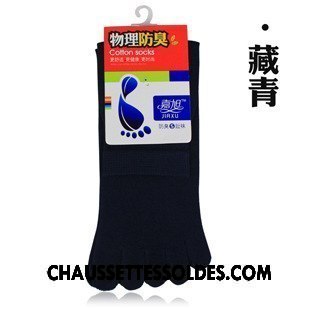 Chaussettes Courtes Homme De Travail Cinq Doigts 100% Coton Milieu Coton Bio Noir