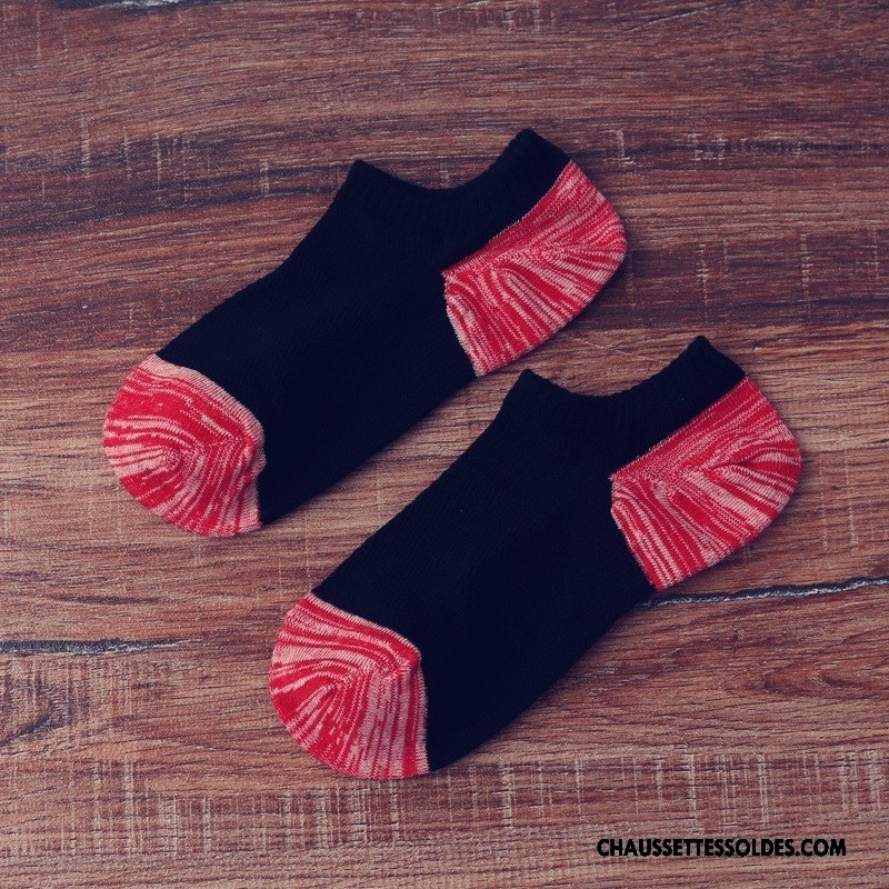 Chaussettes Courtes Homme Engrener Le Nouveau Mouvement L'automne Respirant Élasticité Couleurs Mixtes Rouge