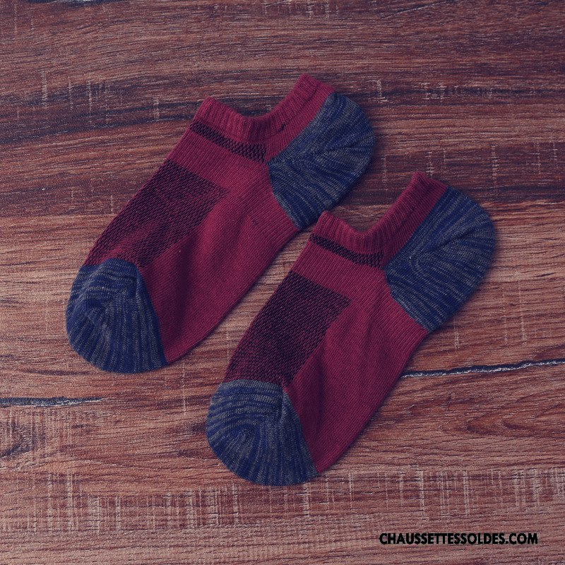 Chaussettes Courtes Homme Engrener Le Nouveau Mouvement L'automne Respirant Élasticité Couleurs Mixtes Rouge