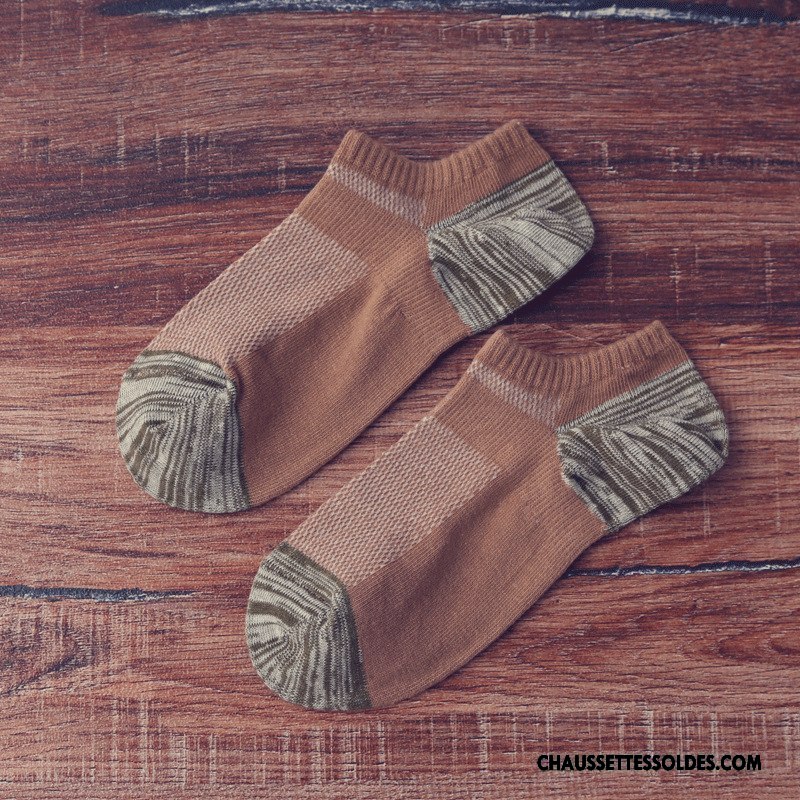 Chaussettes Courtes Homme Engrener Le Nouveau Mouvement L'automne Respirant Élasticité Couleurs Mixtes Rouge