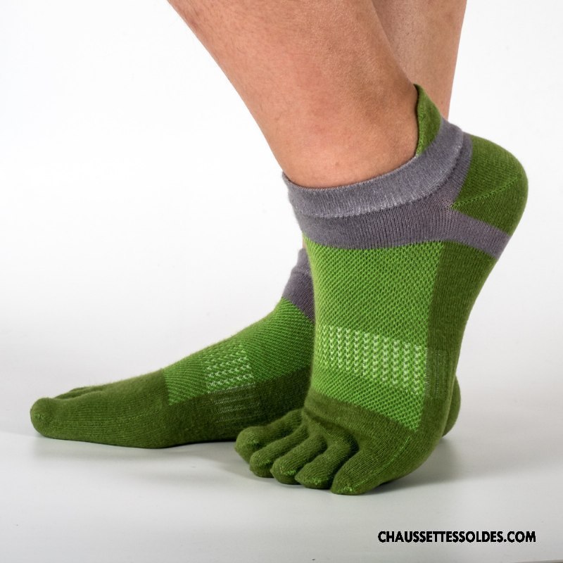 Chaussettes Courtes Homme Engrener Mouvement Respirant Toutes Les Saisons Coton Bio Cinq Doigts Jaune