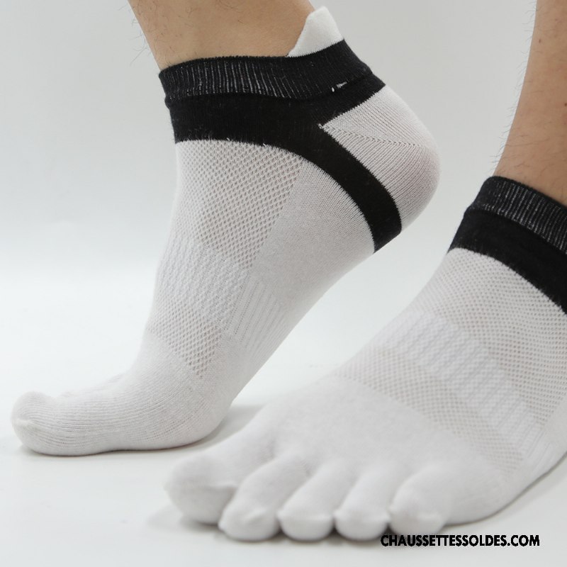 Chaussettes Courtes Homme Engrener Mouvement Respirant Toutes Les Saisons Coton Bio Cinq Doigts Jaune
