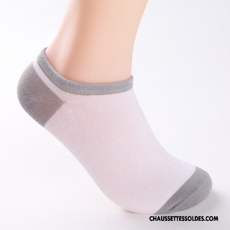 Chaussettes Courtes Homme Fibre Chaussette Basse Coupée Légère Bambou Anti-odeur Invisible Pure Gris Clair