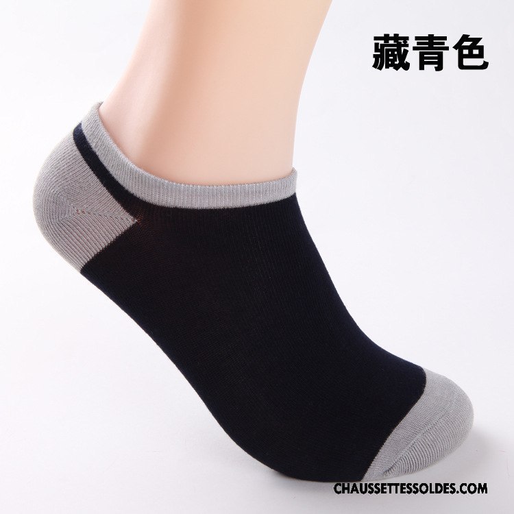 Chaussettes Courtes Homme Fibre Chaussette Basse Coupée Légère Bambou Anti-odeur Invisible Pure Gris Clair
