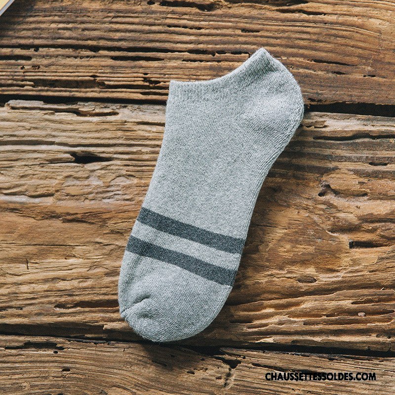 Chaussettes Courtes Homme Hiver Le Nouveau Mouvement Rayé 100% Coton Renforcé Bleu