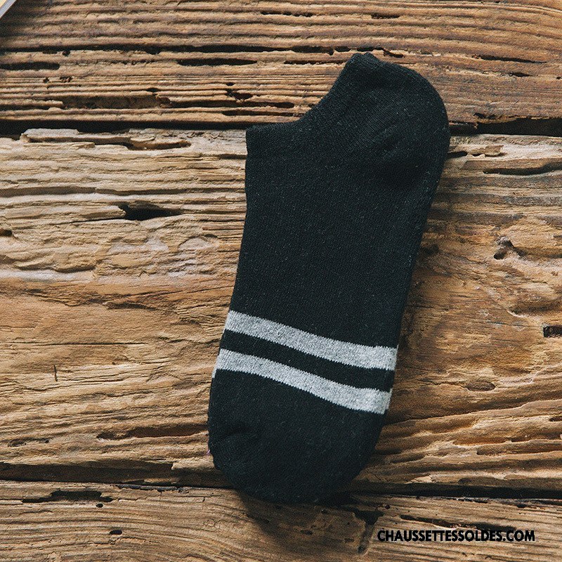 Chaussettes Courtes Homme Hiver Le Nouveau Mouvement Rayé 100% Coton Renforcé Bleu