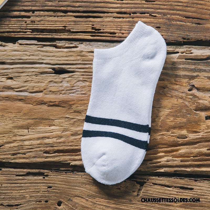 Chaussettes Courtes Homme Hiver Le Nouveau Mouvement Rayé 100% Coton Renforcé Bleu