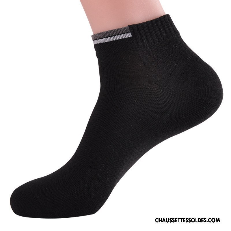 Chaussettes Courtes Homme Invisible Chaussette Basse Coupée Anti-odeur 100% Coton Épais Coton Bio Blanc Clair