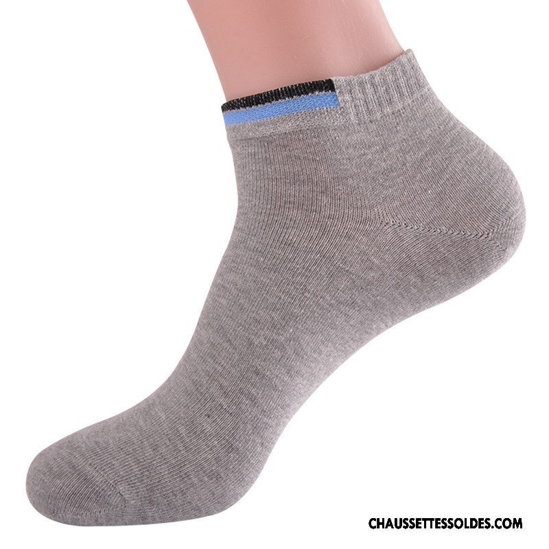 Chaussettes Courtes Homme Invisible Chaussette Basse Coupée Anti-odeur 100% Coton Épais Coton Bio Blanc Clair