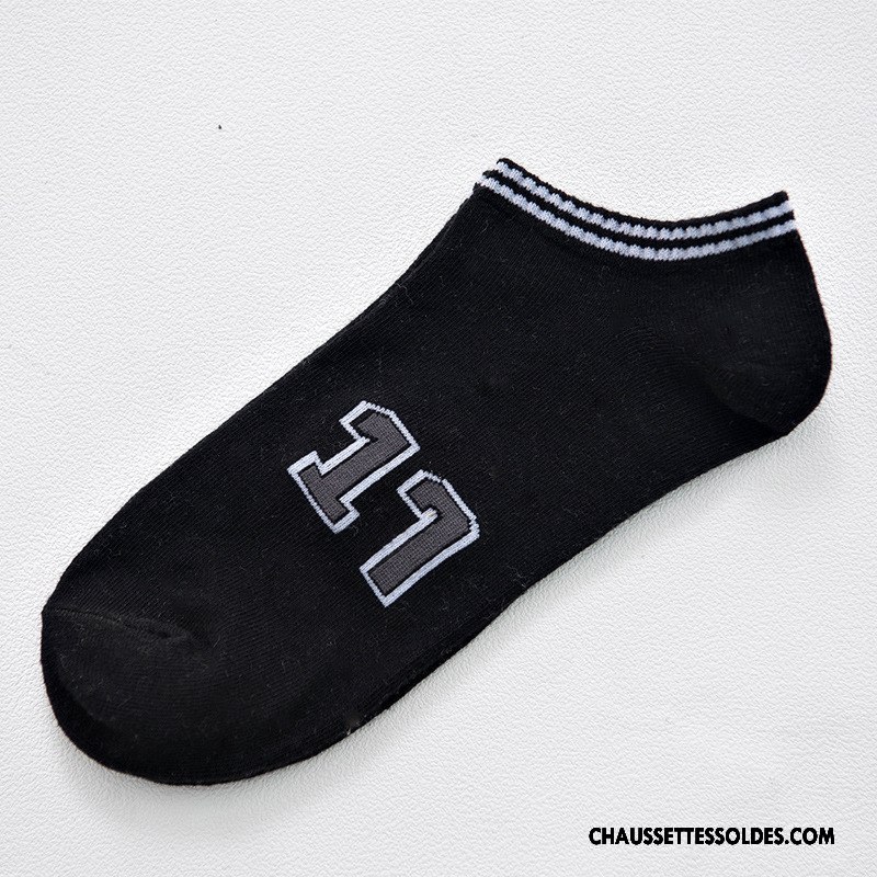 Chaussettes Courtes Homme Le Nouveau 100% Coton Chaussette Courte Numérique Basse Basket Noir