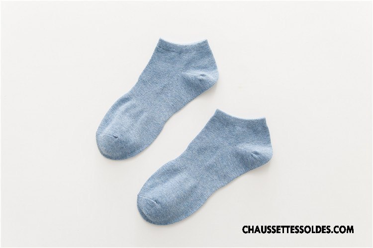 Chaussettes Courtes Homme Le Nouveau 100% Coton Mouvement Toutes Les Saisons Casual Chaussette Basse Coupée Pure Bleu