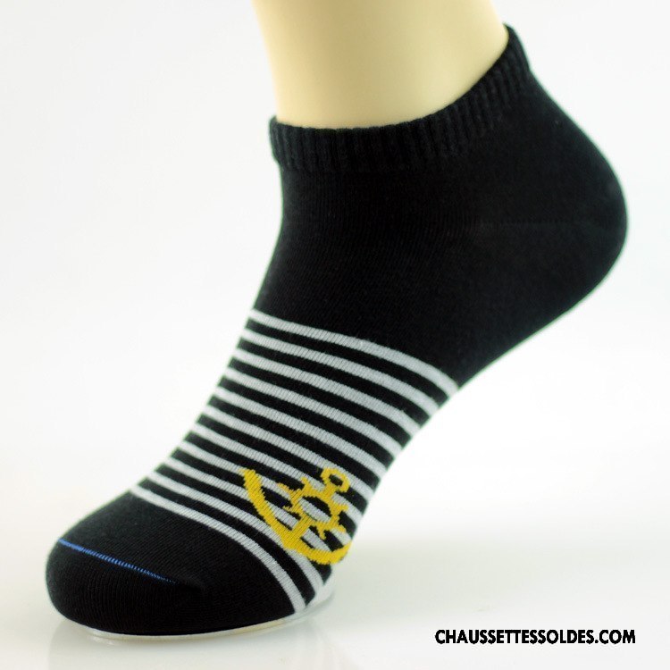 Chaussettes Courtes Homme Le Nouveau Chaussette Basse Coupée Mode Coton Bio Légère Rayé Gris Clair