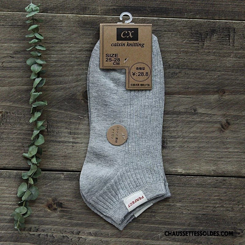 Chaussettes Courtes Homme Le Nouveau Coton Bio Été Printemps Chaussette Basse Coupée Anti-odeur Pure Gris