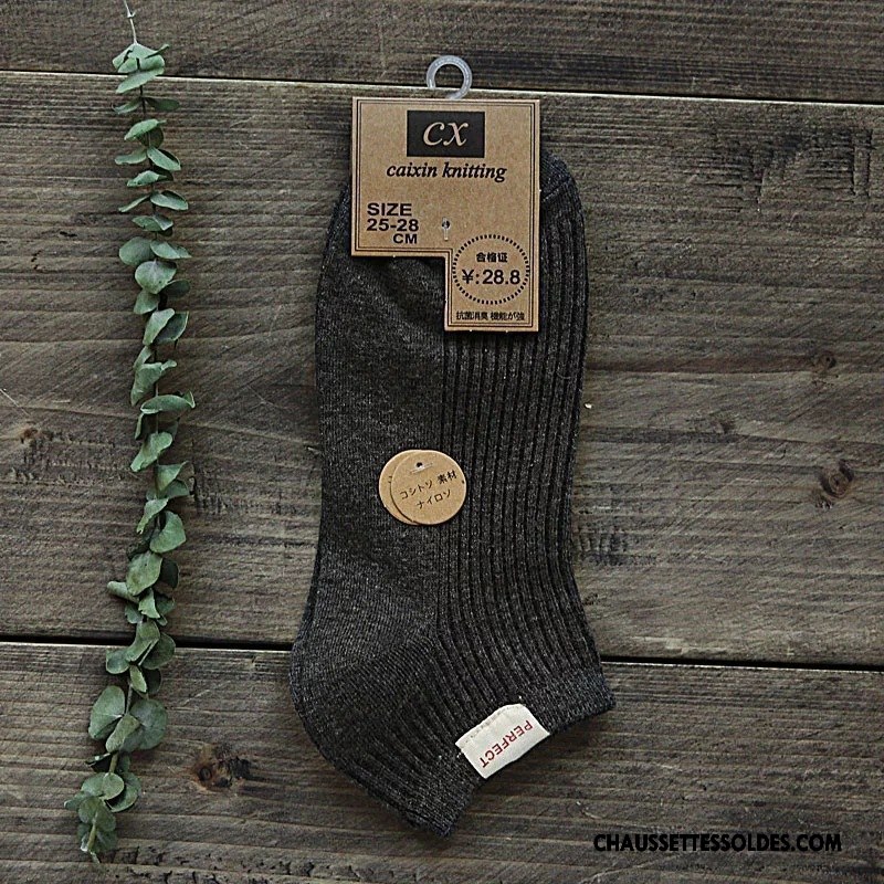 Chaussettes Courtes Homme Le Nouveau Coton Bio Été Printemps Chaussette Basse Coupée Anti-odeur Pure Gris