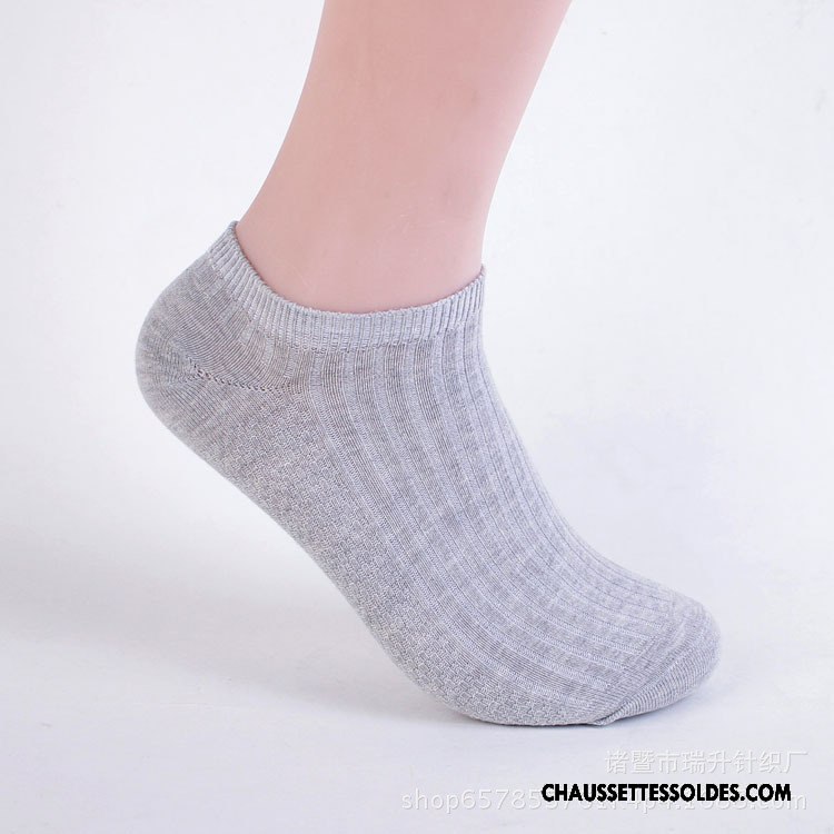 Chaussettes Courtes Homme Le Nouveau De Travail 100% Coton Invisible Printemps L'automne Pure Noir
