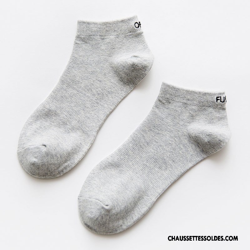 Chaussettes Courtes Homme Lettre Brodé Nouvelles Arrivées Mouvement Créatif Chaussette Basse Coupée Blanc