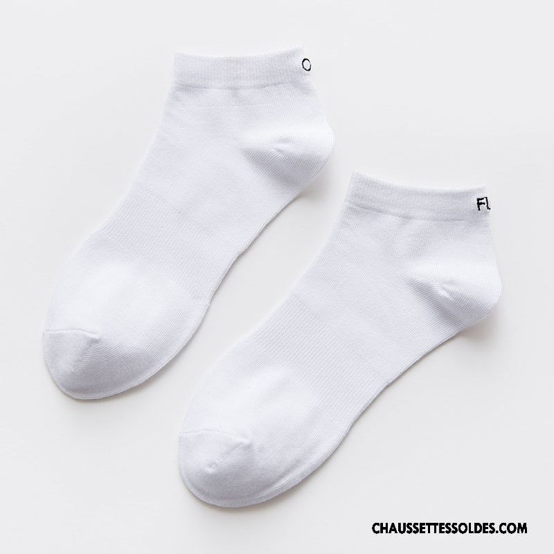 Chaussettes Courtes Homme Lettre Brodé Nouvelles Arrivées Mouvement Créatif Chaussette Basse Coupée Blanc